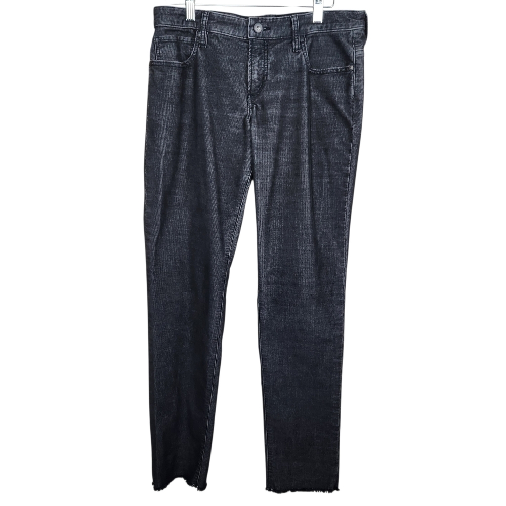 Carve Designs Carson Corduroy Gray Black Boyfriend Jeans Raw Hem Womens Size 2